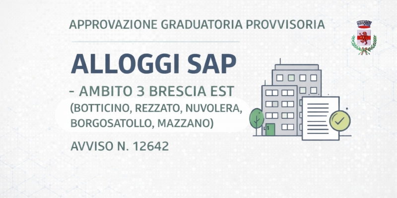 Graduatoria provvisoria assegnazione servizi abitativi pubblici - SAP - BRESCIA EST - avviso n� 12642